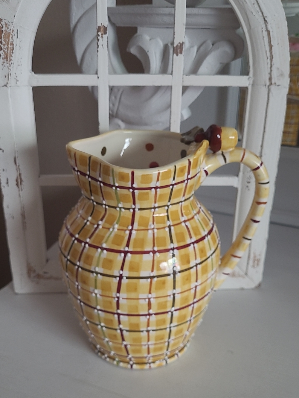 HAND PAINTED PITCHER BY TWO'S COMPANY PATTY CAPPELL DESIGN 8" Tall